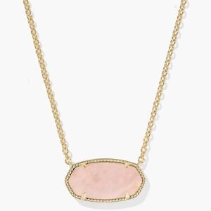 Kendra Scott Elisa Gold Pendant Necklace in Rose Quartz